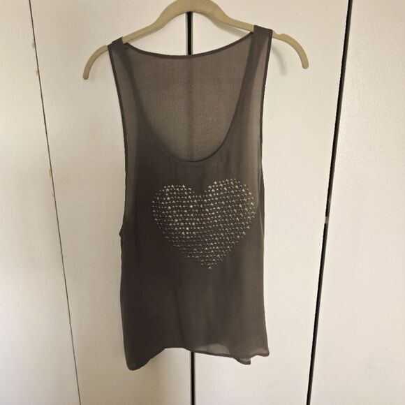Rocker Chic Silk Tank with Metallic Heart - Picture 1 of 2